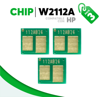 3 Pza Chip para Tóner 206A Compatible con HP W2112A