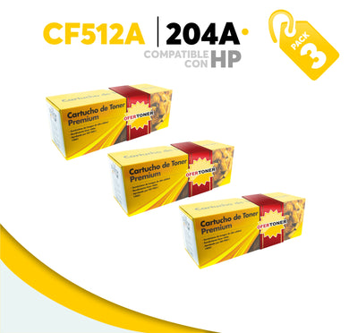 3 Pza Tóner 204A Compatible con HP CF512A