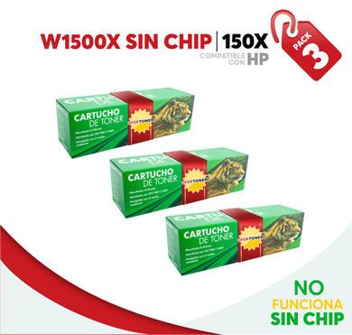 3 Pza Tóner 150X Sin Chip Compatible con HP W1500X