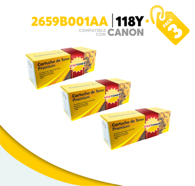 3 Pza Tóner 118Y Compatible con Canon 2659B001AA