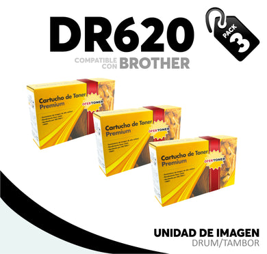 3 Pza Unidad de Imagen DR620 Compatible con Brother