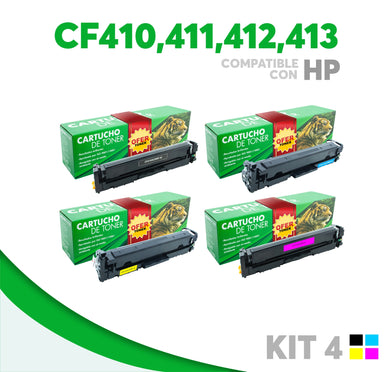 4 Pack Tóner CF410A/CF411A/CF412A/CF413A Compatible con HP