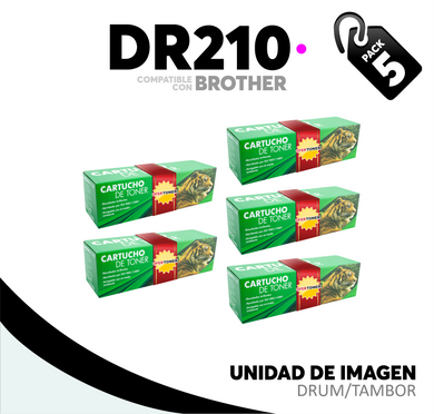 5 Pza Unidad de Imagen DR210M Compatible con Brother