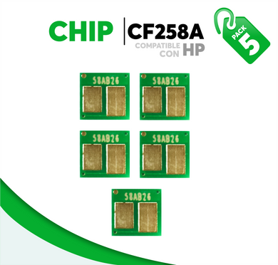 5 Pza Chip para Tóner 58A Compatible con HP CF258A