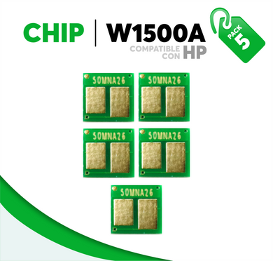 5 Pza Chip para Tóner 150A Compatible con HP W1500A