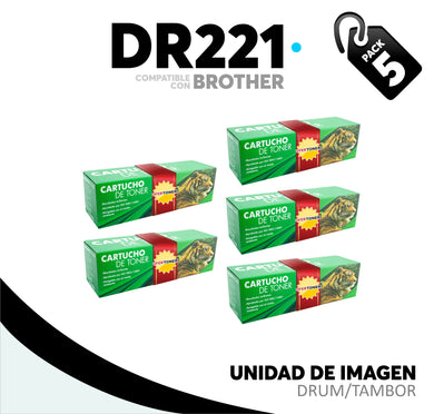 5 Pza Unidad de Imagen DR221C Compatible con Brother