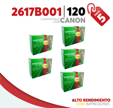 5 Pza Tóner 120 Alto Rendimiento Compatible con Canon 2617B001