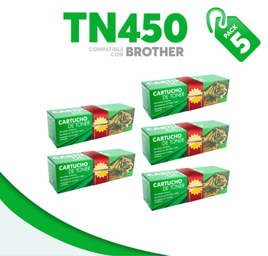 5 Pza Tóner TN450 Compatible con Brother