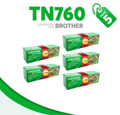 5 Pza Tóner TN760 Compatible con Brother