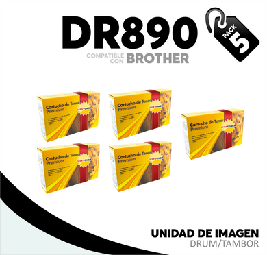 5 Pza Unidad de Imagen DR890 Compatible con Brother