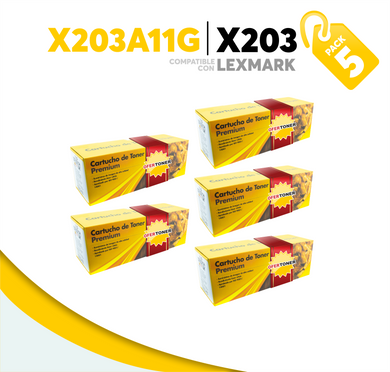 5 Pza Tóner X203 Compatible con Lexmark X203A11G