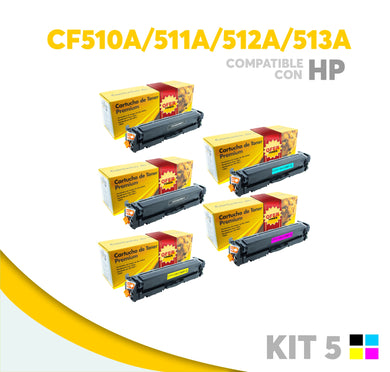 5 Pack Tóner CF510A/CF511A/CF512A/CF513A Compatible con HP