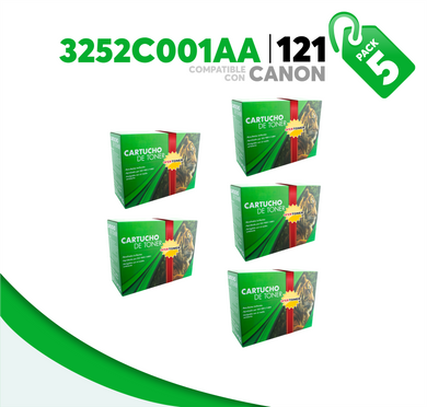 5 Pza Tóner 121 Compatible con Canon 3252C001AA