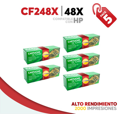 5 Pza Tóner 48X Alto Rendimiento Compatible con HP CF248X