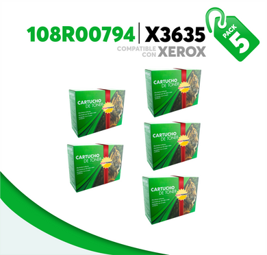 5 Pza Tóner X3635 Compatible con Xerox 108R00794