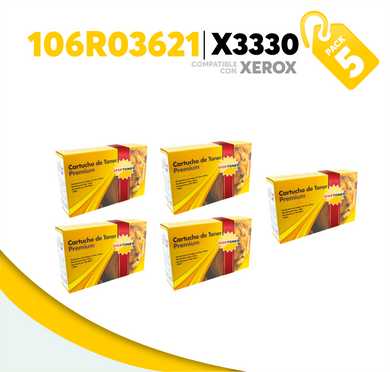 5 Pza Tóner X3330 Compatible con Xerox 106R03621