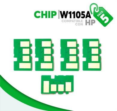 5 Pza Chip para Tóner 105A Compatible con HP W1105A