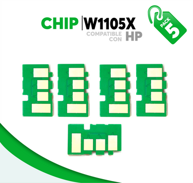 5 Pza Chip para Tóner 105X Compatible con HP W1105X