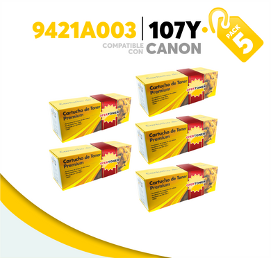 5 Pza Tóner 107Y Compatible con Canon 9421A003