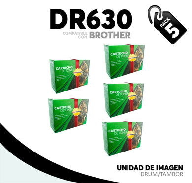5 Pza Unidad de imagen DR630 Compatible con Brother