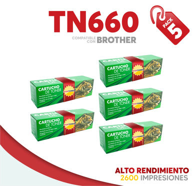 5 Pza Tóner TN660 Compatible con Brother