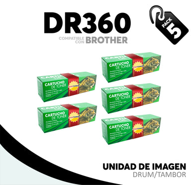 5 Pza Unidad de Imagen DR360 Compatible con Brother