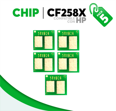 5 Pza Chip para Tóner 58X Compatible con HP CF258X