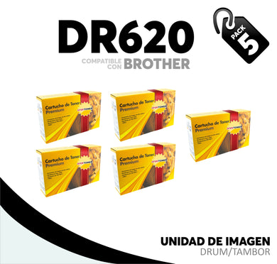 5 Pza Unidad de Imagen DR620 Compatible con Brother