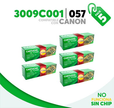 5 Pza Tóner 057 Sin Chip Compatible con Canon 3009C001