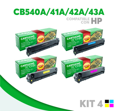 4 Pack Tóner CB540A/CB541A/CB542A/CB543A Compatible con HP