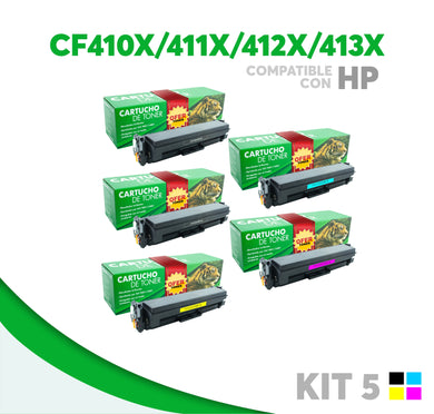 5 Pack Tóner CF410X/CF411X/CF412X/CF413X Compatible Con HP