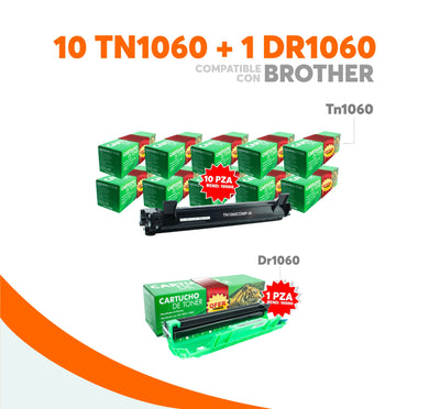 Kit Tóner 10 TN1060 Y 1 Tambor DR1060 Compatible Con Brother