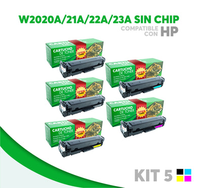 5 Pack Tóner W2020A/W2021A/W2022A/W2023A Sin Chip Compatible con HP